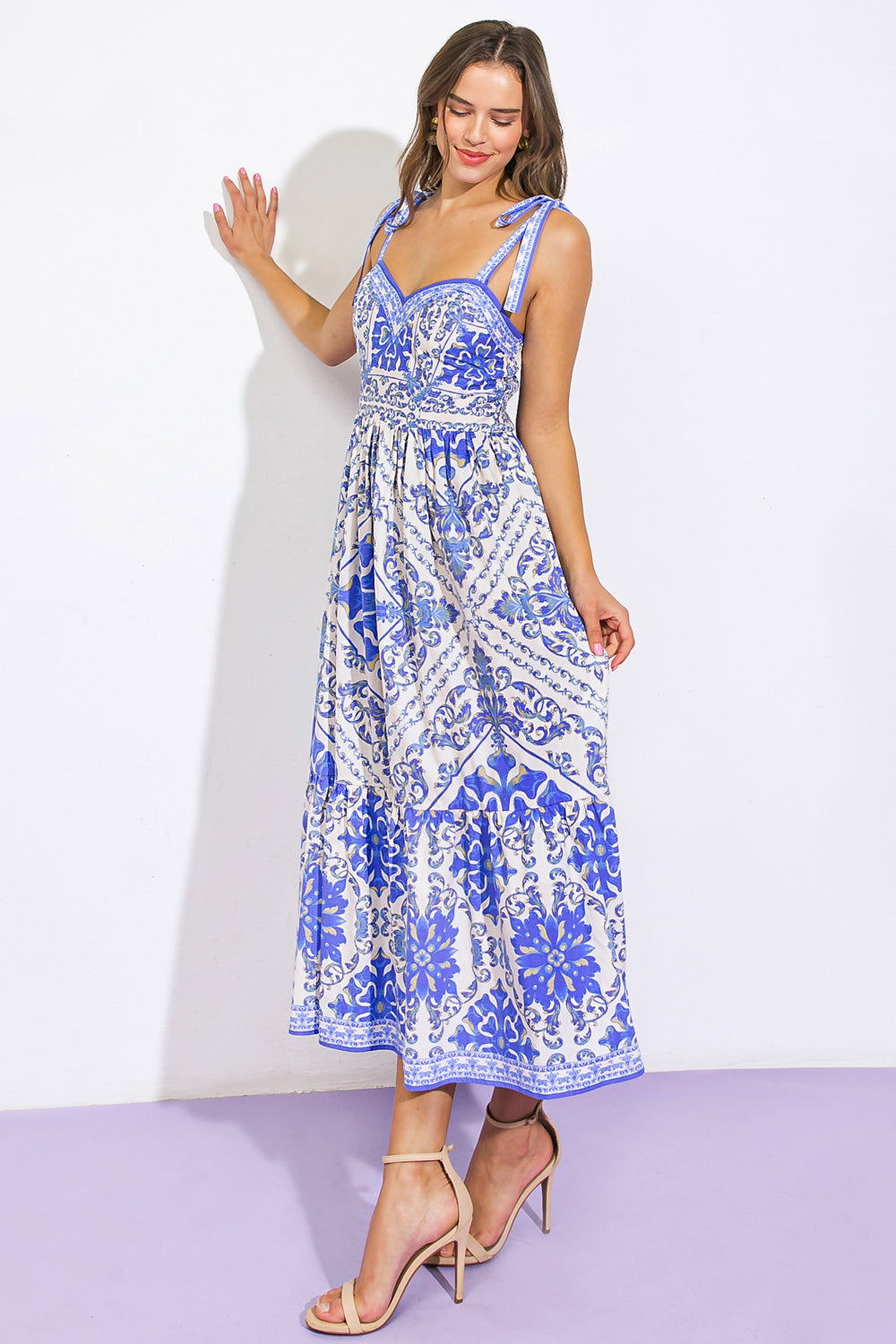 FINDING MY PEACE WOVEN MIDI DRESS Flying Tomato